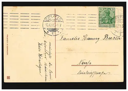 Carte de Pâques Les poussins éclosent dans l'œuf, CREFELD 15.4.1911 après Neuss