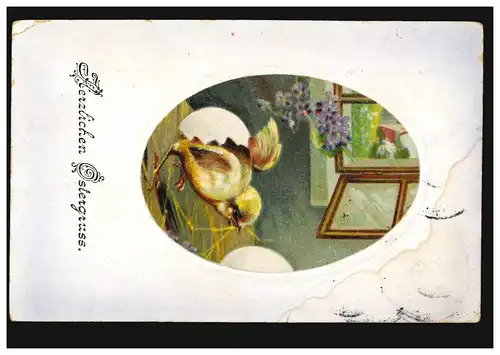 Carte de Pâques Les poussins éclosent à l'œuf, carte postale locale HAMBURG 27.3.1921