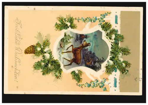 Carte de Noël Paysage hivernal avec Reh, JEVER vers 1910