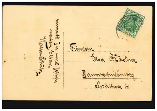 Carte de Pâques Lièvre avec fleurs, WEG DE BAUM chez BERLIN vers 1910