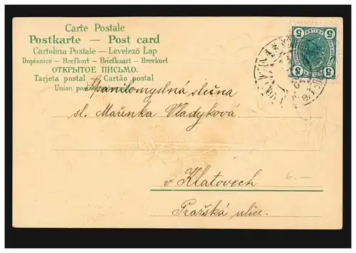 Hongrie Carte de Pâques cloches Eeufs de pâque et église, couru en 1906