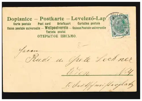 Carte de Pâques avec des points de chute en jouant, VIENNE vers 1910 comme carte postale locale