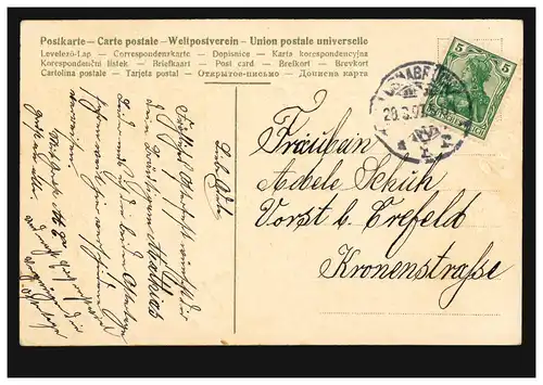 Prägekarte Ostern Zwei Küken im Korb, OSNABRÜCK 28.3.1907