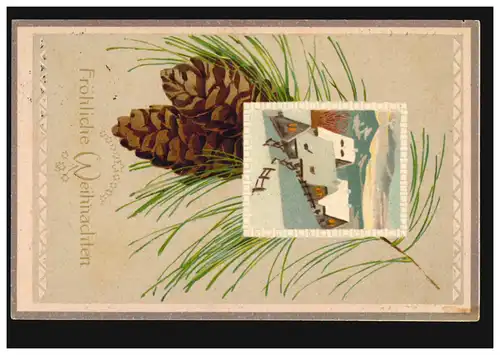 Carte de Noël paysage hivernal pins de pin à la branche BIELEFELD 24.12.08