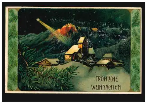 Prägekarte Weihnachten mit Bahnpost Nordenham–Eckwarderhörne Zug 9 - 24.12.1912