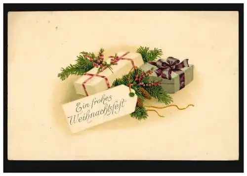 Prägekarte Weihnachten Geschenkpakete, MAGDEBURG 24.12.1915