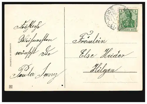 Prägekarte Weihnachten Glocken 1. Weihnachtstag 25. Dezember, BURSCHEID um 1906