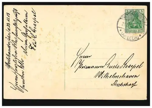 Carte de Noël Bougies église dans la neige, ESTRAUDRE 23.12.1913