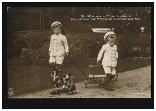 Carte de vue Les fils de notre couple de princes héritiers en jouant, BERLIN 5.3.1915