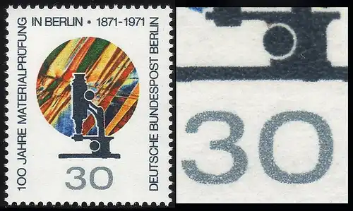 416 Materialprüfung: Delle unten links in der Null der Wertangabe 30, Feld 43 **