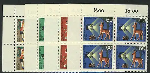 418-421 Jeunesse Protection des animaux 1972, E-Vbl o.l. phrase **