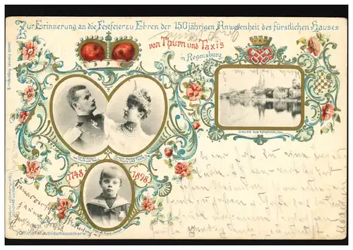 PP 15 Zur Erinnerung der Anwesenheit von Thurn und Taxis, REGENSBURG 25.5.1899 