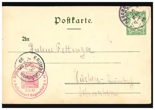 PP 15 Pour commémorer la présence de Thurn et de taxis, REGENSBURG 25.5.1899
