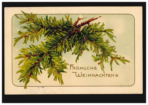 Carte de prédilection Joyeux Noël Branche de sapin, MILLE 24.12.1906