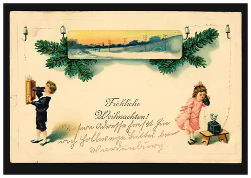 Carte de prédilection Joyeux Noël Enfants Téléphone, WARDENBURG 27.12.1913