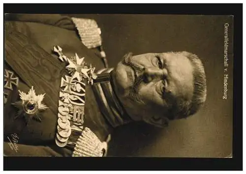 Wohlfahrts-Karte Veteranen e.V. Generalfeldmarschall von Hindenburg, ungebraucht