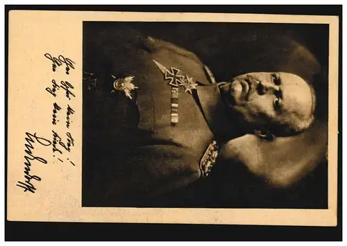 Erich Friedrich Wilhelm Ludendorff auf AK Ludendorff-Spende, APENRADE 9.6.1918
