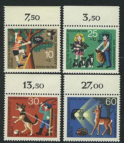 418-421 Jugend Tierschutz 1972, Oberrand, Satz **