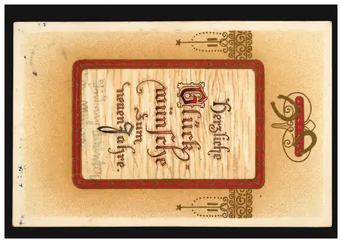 Carte de présentation Félicitations Fers à cheval, MÜLHEIM / STYROM 1.1.1915