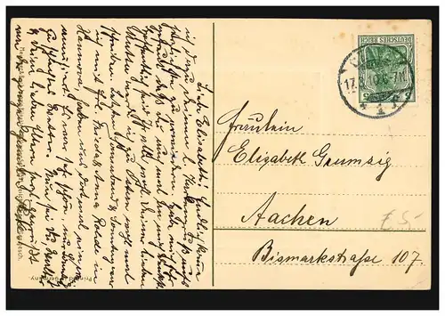 Prägekarte Glückwünsche Veilchen im Blumenkorb, CELLE 17.2.1910