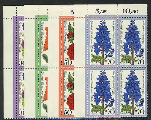 524-527 Wofa Fleurs de jardin 1976, E-Vbl o.l. phrase **