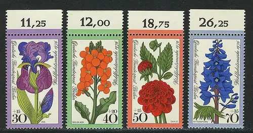 524-527 Wofa Fleurs de jardin 1976, Haut-rand, ensemble **