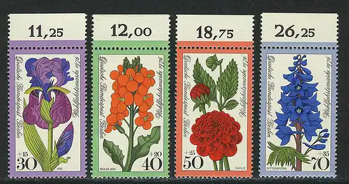 524-527 Wofa Gartenblumen 1976, Oberrand, Satz **