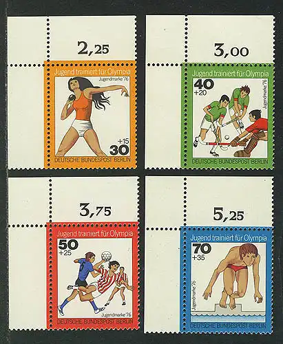 517-520 Jugend Olympia 1976, Ecke o.l. Satz **