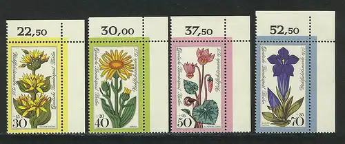 510-513 Wofa Alpenblumen 1975, Ecke o.r. Satz **