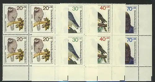442-445 Jugend Greifvögel 1973, E-Vbl. u.r. Satz **