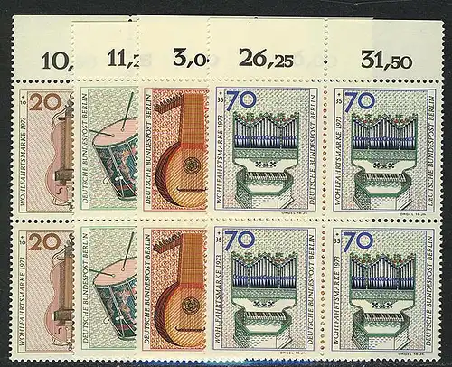 459-462 Wofa Musikinstrumente 1973, OR-Vbl Satz **