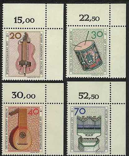 459-462 Wofa Musikinstrumente 1973, Ecke o.r. Satz **