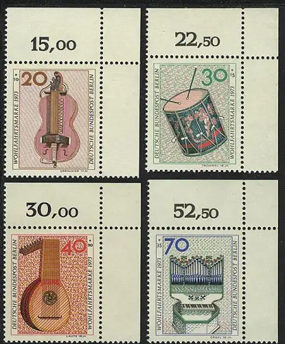 459-462 Wofa Musikinstrumente 1973, Ecke o.r. Satz **