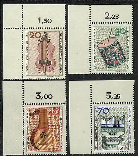 459-462 Wofa Musikinstrumente 1973, Ecke o.l. Satz **