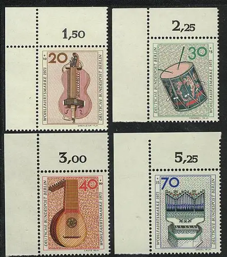 459-462 Wofa Musikinstrumente 1973, Ecke o.l. Satz **