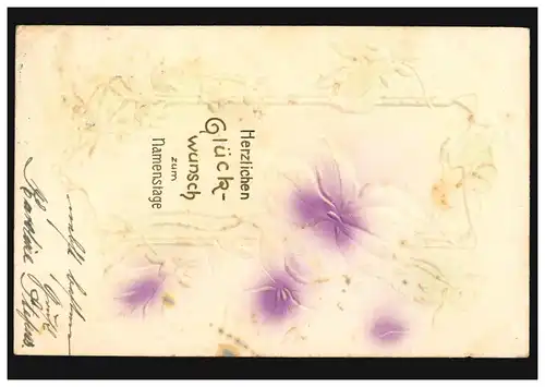 Carte de présentation Jour de nom Fleur Moment de violette, HEINSBERG 15.6.1904