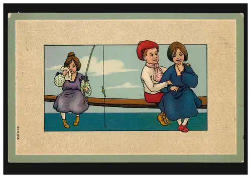 Carte de l'amour nouveau couple et de la sortie sur Pont, ANHOLT 3.12.1907