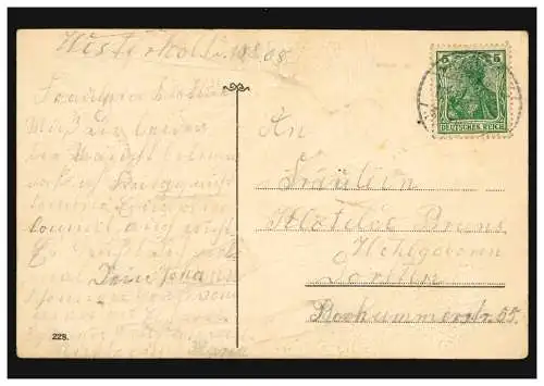 Prägekarte Liebespaar Gedicht: Ach nur Liebe ziert das Leben, WESTERHOLT 12.8.08