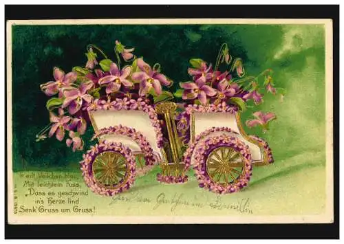 Carte de pré-goût Poème Par couloir et au-delà violette bleu ..., FRIEDBERG 24.9.1906