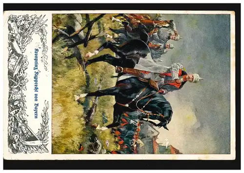 Ansichtkarte Kronprinz Rupprecht zu Bayern auf Pferd, NETZSCHKAU 23.12.1916