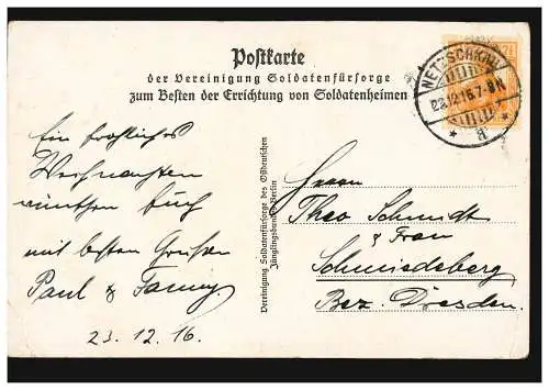 Carte de vue du prince héritier de Bavière à cheval, NEZSCHAU 23.12.1916