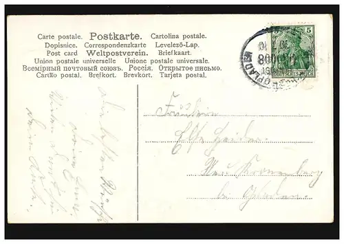 Carte d'anniversaire des enfants dans coeurs de fleurs, Banhpost REMSCHEID-OPLADE 30.7.10