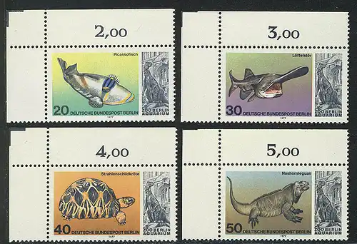 552-555 Aquarium au zoo de Berlin 1977, coin o.l. phrase **