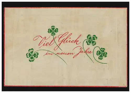 Carte de l'année Nouvel An Quatre feuilles de trèfle chanceux, BERLINGERODE (EICHSFELD) 30.12.