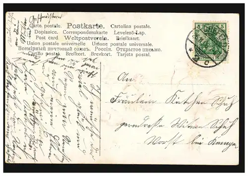 Carte de prénom Deux filles avec fleur géante,CREFELD 16.11.1906