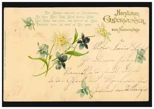 Carte de prénom Jour du poème et des fleurs, HEINSBERG 3.11.1900