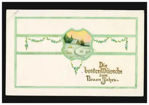Carte de l'année Nouvel An Paysage d'hiver avec refuge, WERDUM 31.12.1912