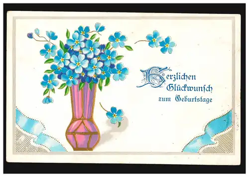 Carte d'anniversaire Vase avec violette, REMSCHEID 16.11.1908
