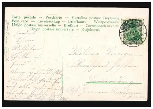 Carte d'anniversaire Vase avec violette, REMSCHEID 16.11.1908