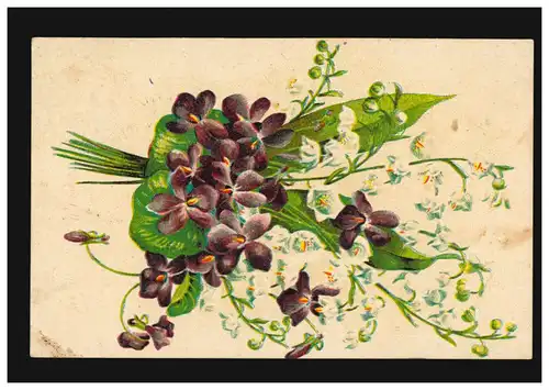 Carte de présentation Salutations Fleurs de printemps Maiglöckchen et violettes, CHIEMING 6.10.110